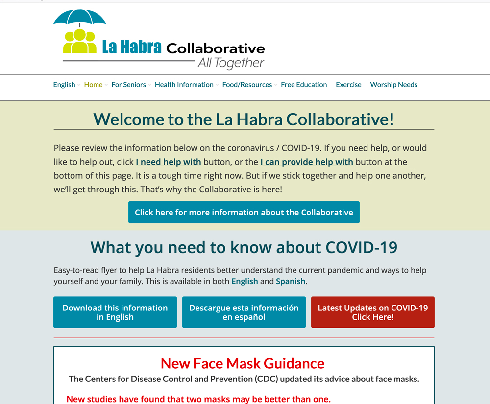 COVID community resource website